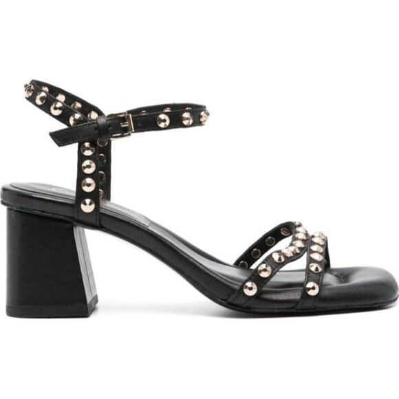 Ash Jodi 70mm sandals 37 Black Leather Studded Block Heel - Picture 3 of 11